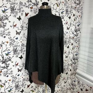 Magaschoni Charcoal Poncho Sweater with asymmetrical hemline